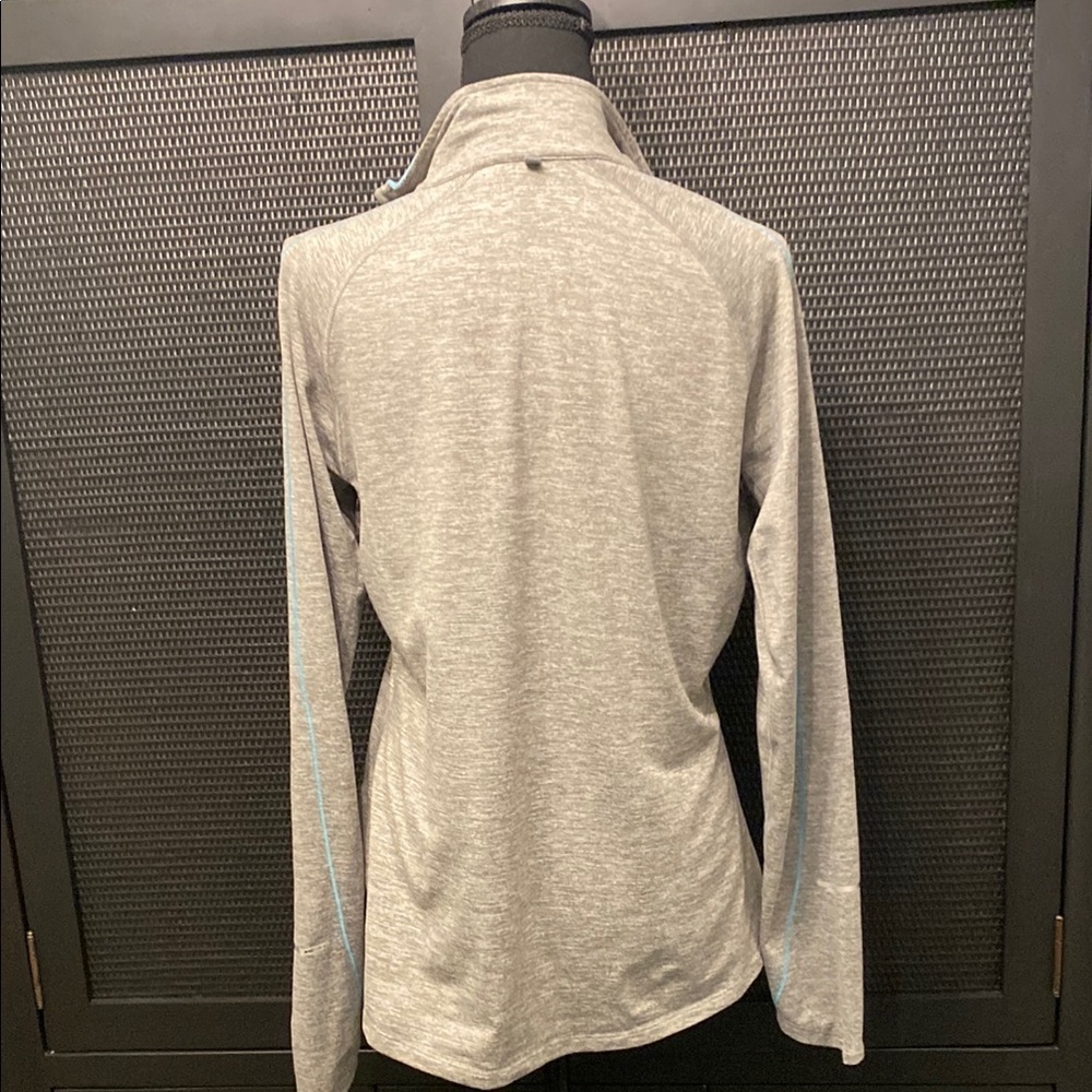 Nike Dri-FIT Pullover | Gray Half Zip Long Sleeve Fitted | Blue Accent | Size L - Picture 8 of 11